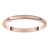 14K Rose Gold Half Round Wedding Band, 2 mm Wide