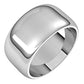 14K White Gold Half Round Wedding Band, 10 mm Wide