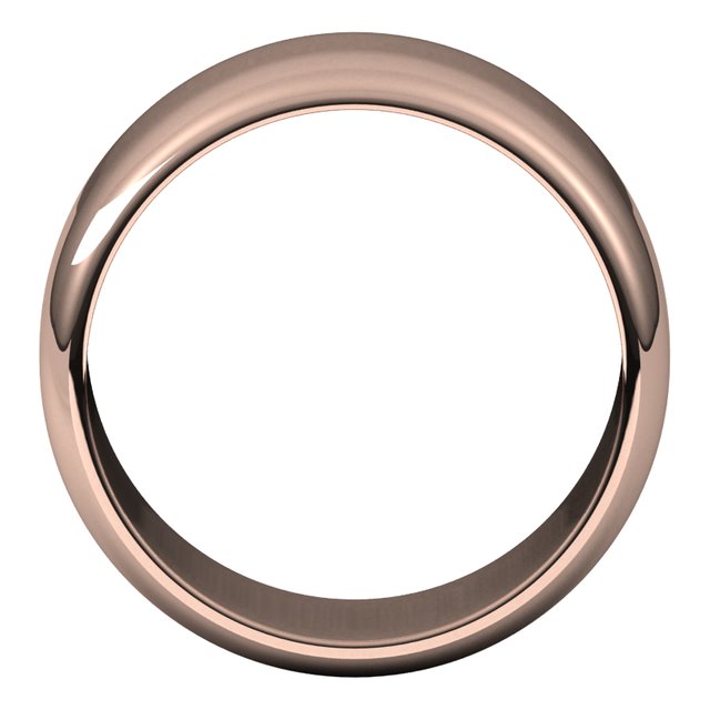 10K Rose Gold Half Round Wedding Band, 10 mm Wide