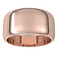 10K Rose Gold Half Round Wedding Band, 10 mm Wide