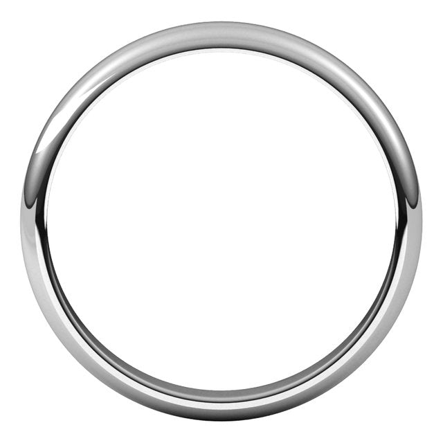 Platinum Half Round Wedding Band, 3 mm Wide