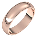 14K Rose Gold Half Round Wedding Band, 5 mm Wide