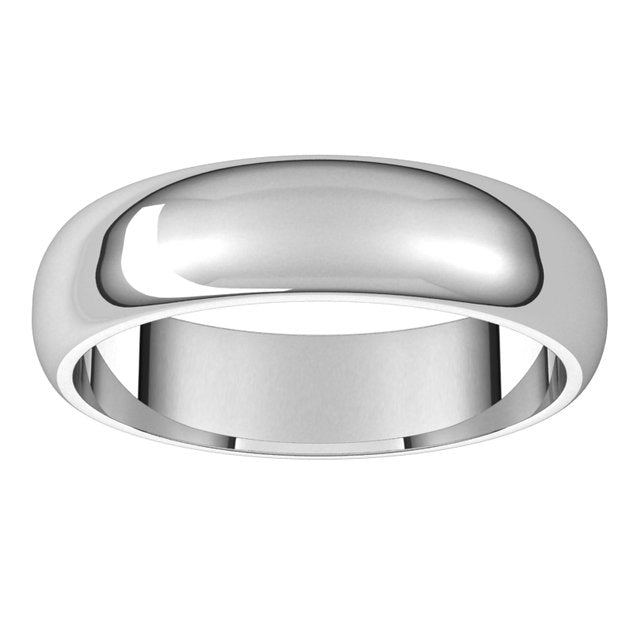 Sterling Silver Half Round Wedding Band, 5 mm Wide