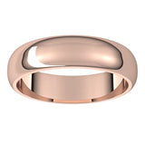 14K Rose Gold Half Round Wedding Band, 5 mm Wide