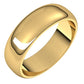 18K Yellow Gold Half Round Wedding Band, 6 mm Wide