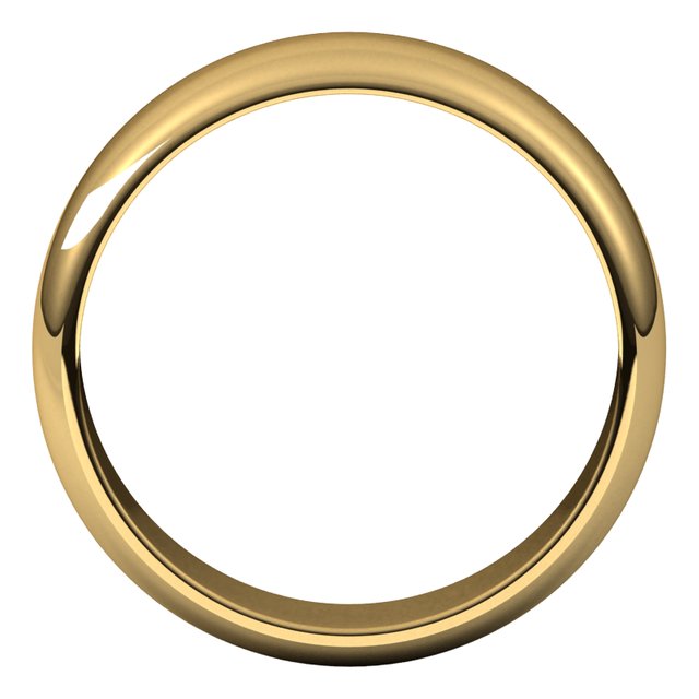 18K Yellow Gold Half Round Wedding Band, 6 mm Wide