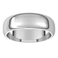 Sterling Silver Half Round Wedding Band, 6 mm Wide