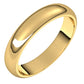 10K Yellow Gold Half Round Wedding Band, 4 mm Wide