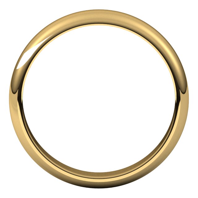 18K Yellow Gold Half Round Wedding Band, 4 mm Wide