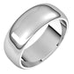 Platinum Half Round Wedding Band, 7 mm Wide