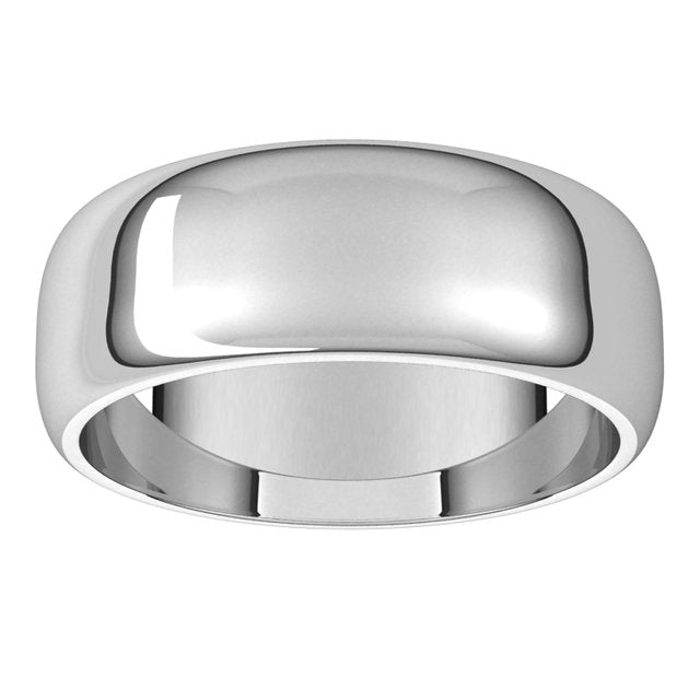 Platinum Half Round Wedding Band, 7 mm Wide