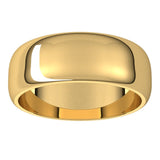 14K Yellow Gold Half Round Wedding Band, 7 mm Wide