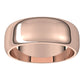 18K Rose Gold Half Round Wedding Band, 7 mm Wide