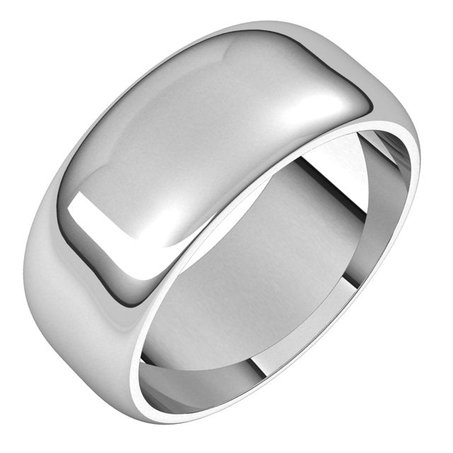 Platinum Half Round Wedding Band, 8 mm Wide