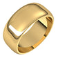 18K Yellow Gold Half Round Wedding Band, 8 mm Wide