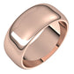 10K Rose Gold Half Round Wedding Band, 8 mm Wide