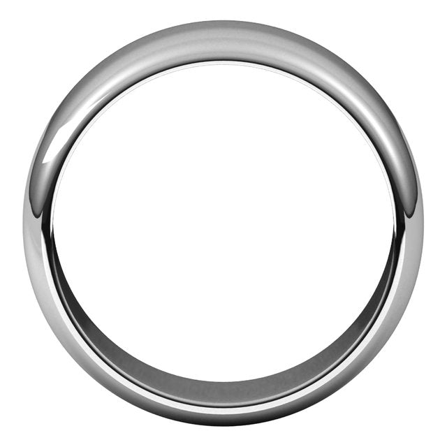 14K White Gold Half Round Wedding Band, 8 mm Wide