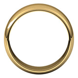 18K Yellow Gold Half Round Wedding Band, 8 mm Wide