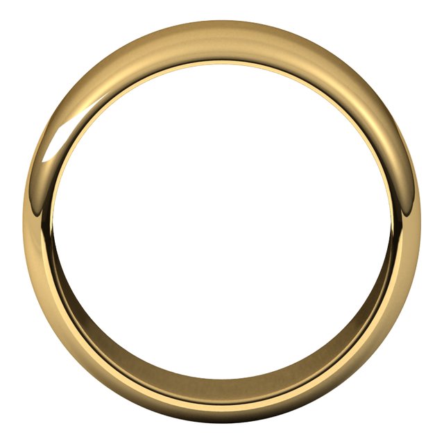 10K Yellow Gold Half Round Wedding Band, 8 mm Wide