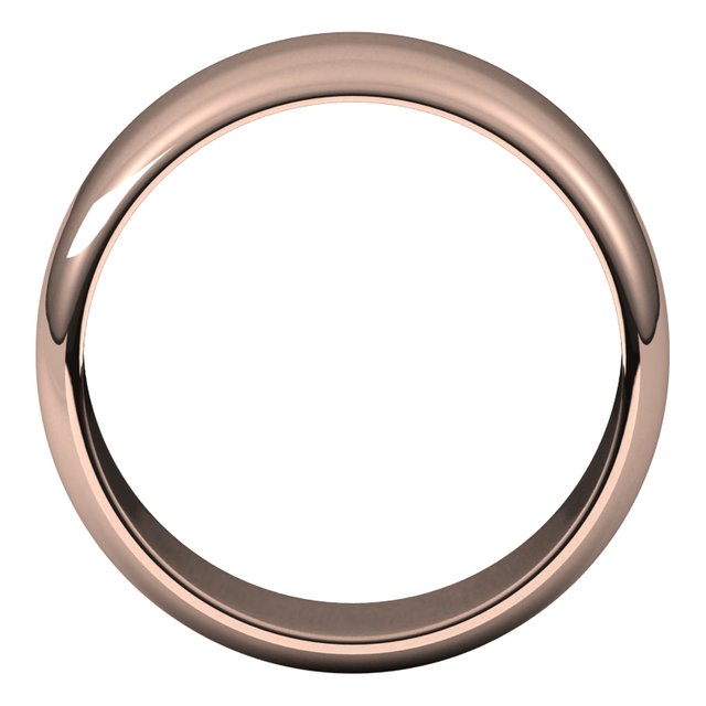 10K Rose Gold Half Round Wedding Band, 8 mm Wide