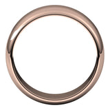 18K Rose Gold Half Round Wedding Band, 8 mm Wide