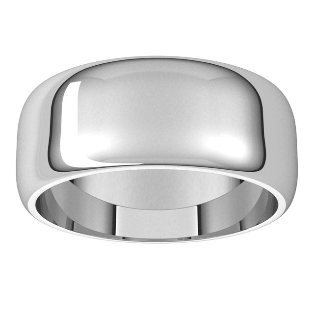 Platinum Half Round Wedding Band, 8 mm Wide