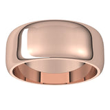 18K Rose Gold Half Round Wedding Band, 8 mm Wide