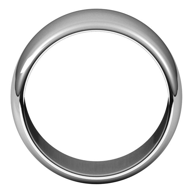 14K White Gold Half Round Wedding Band, 12 mm Wide