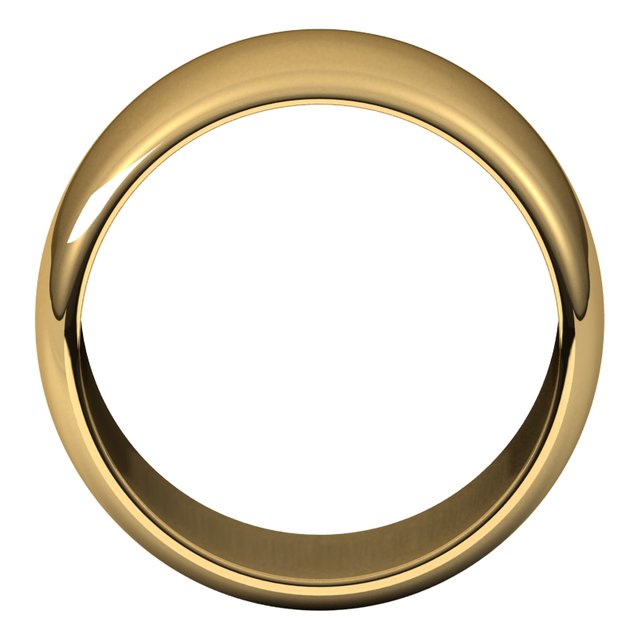 18K Yellow Gold Half Round Wedding Band, 12 mm Wide