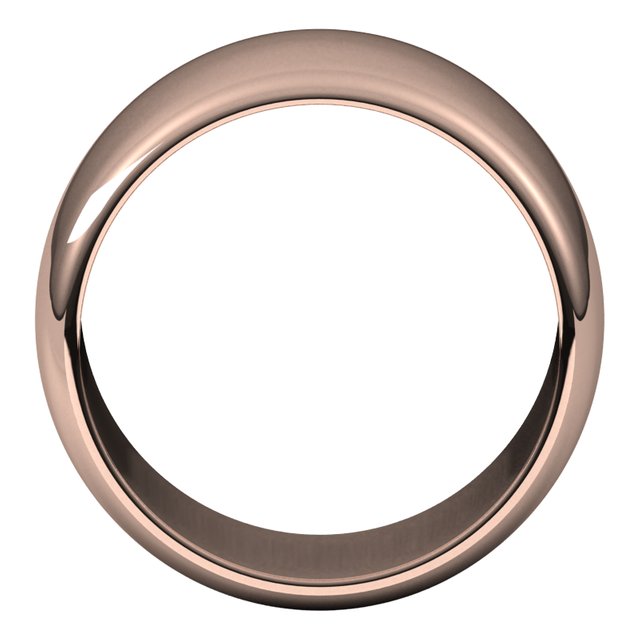 14K Rose Gold Half Round Wedding Band, 12 mm Wide