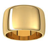 18K Yellow Gold Half Round Wedding Band, 12 mm Wide