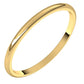 10K Yellow Gold Half Round Light Wedding Band, 1.5 mm Wide