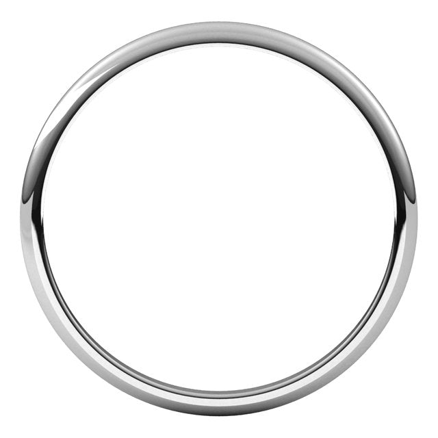 10K White Gold Half Round Light Wedding Band, 1.5 mm Wide