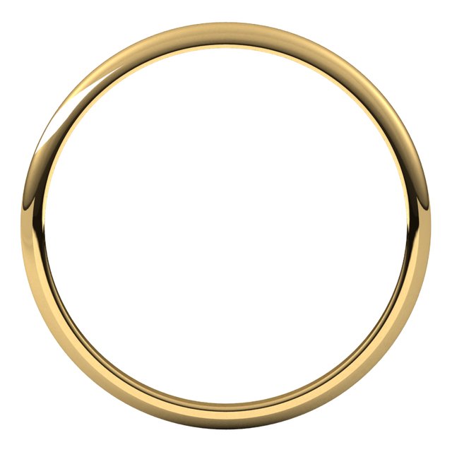 10K Yellow Gold Half Round Light Wedding Band, 1.5 mm Wide