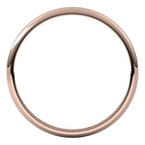 10K Rose Gold Half Round Light Wedding Band, 1.5 mm Wide