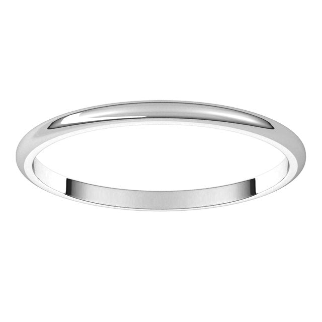 10K White Gold Half Round Light Wedding Band, 1.5 mm Wide