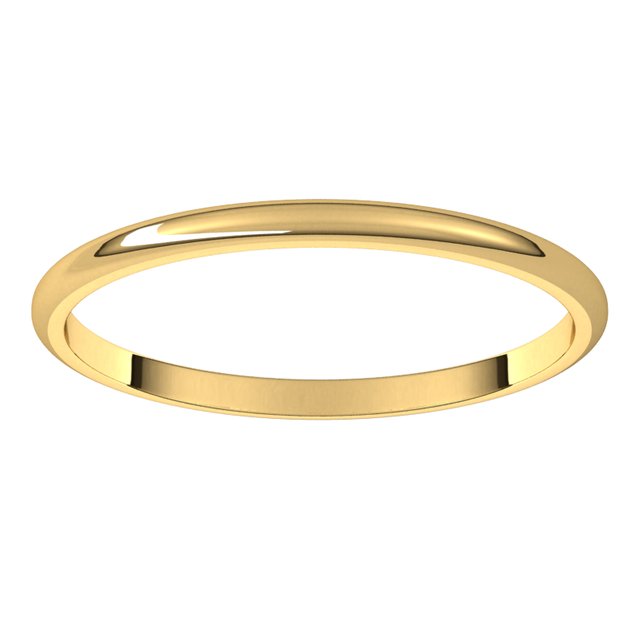 10K Yellow Gold Half Round Light Wedding Band, 1.5 mm Wide