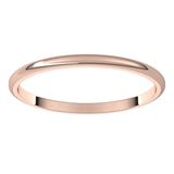 14K Rose Gold Half Round Light Wedding Band, 1.5 mm Wide