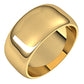 14K Yellow Gold Half Round Wedding Band, 9 mm Wide