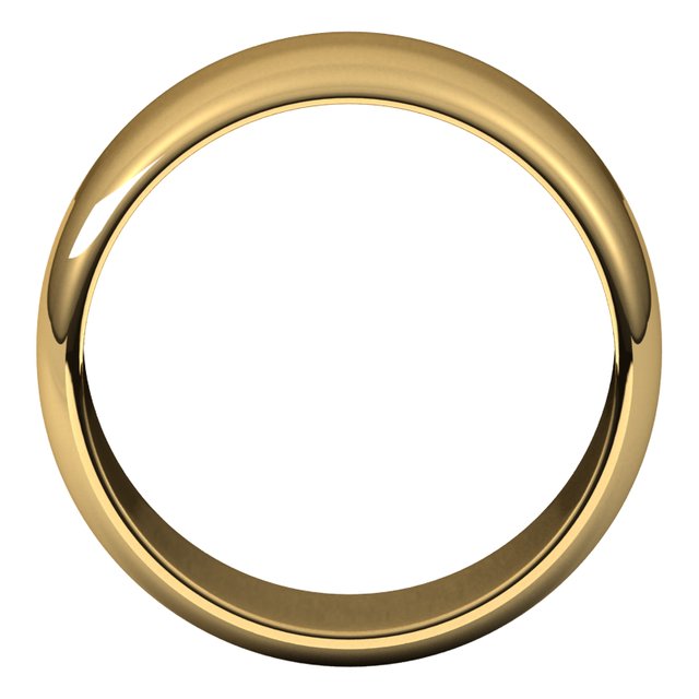 14K Yellow Gold Half Round Wedding Band, 9 mm Wide