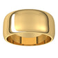 14K Yellow Gold Half Round Wedding Band, 9 mm Wide