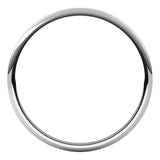 14K White Gold Half Round Light Wedding Band, 1 mm Wide