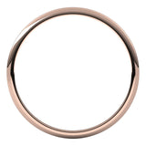 14K Rose Gold Half Round Light Wedding Band, 1 mm Wide