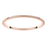 14K Rose Gold Half Round Light Wedding Band, 1 mm Wide