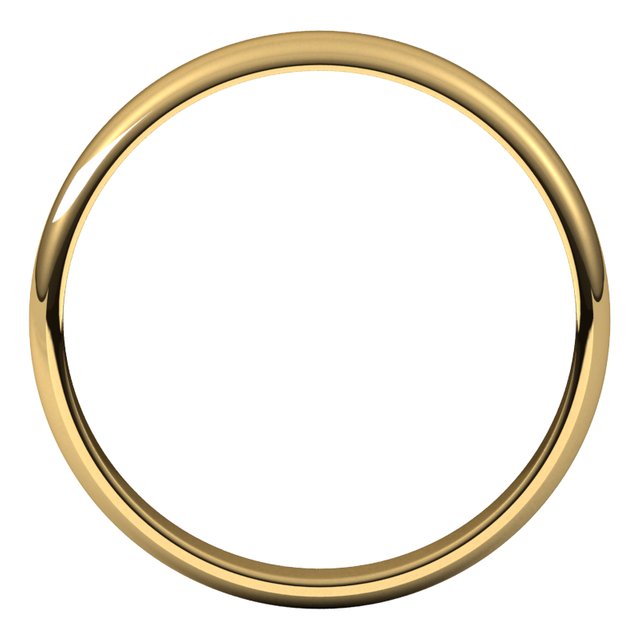 18K Yellow Gold Half Round Light Wedding Band, 3 mm Wide