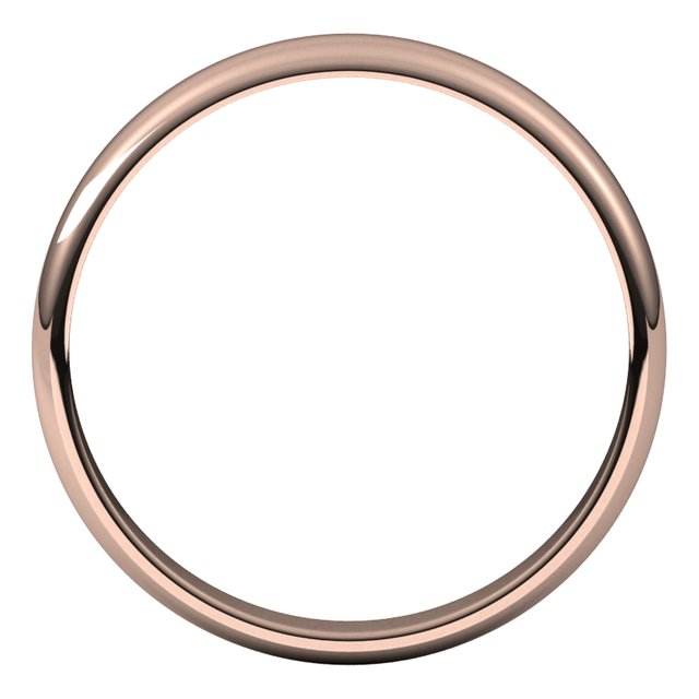 14K Rose Gold Half Round Light Wedding Band, 3 mm Wide