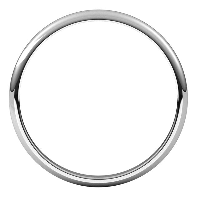 Platinum Half Round Light Wedding Band, 2 mm Wide