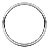 18K White Gold Half Round Light Wedding Band, 2 mm Wide