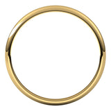 14K Yellow Gold Half Round Light Wedding Band, 2 mm Wide
