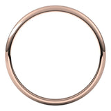 10K Rose Gold Half Round Light Wedding Band, 2 mm Wide